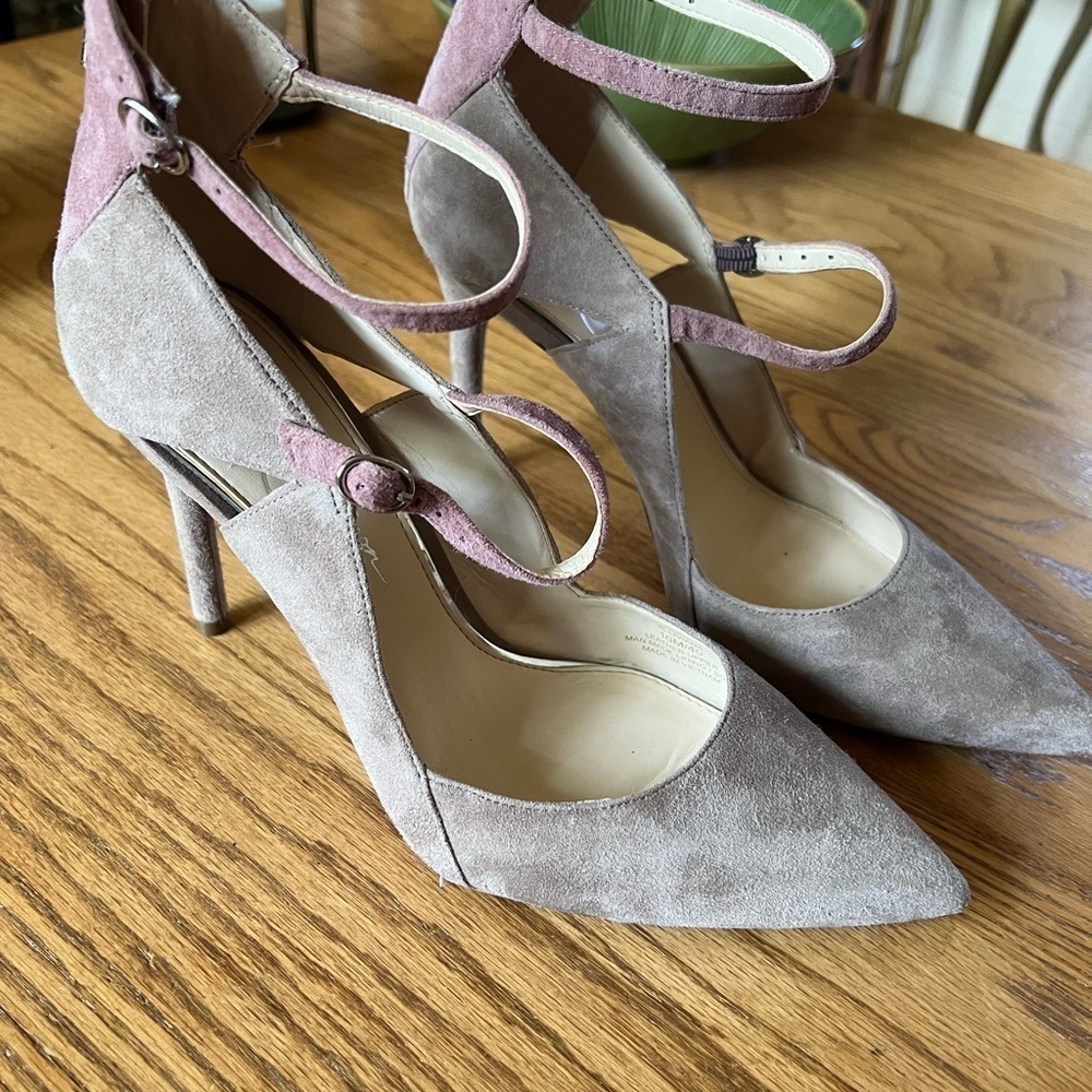 Jessica Simpson Shoes Women’s 10 Heel Pointy Toe Straps Mauve Tan - Picture 7 of 11